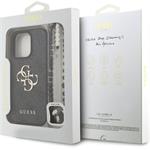 Guess PU 4G Metal Logo Strap kryt pre iPhone 16 Pro, čierny