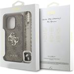 Guess PU 4G Metal Logo Strap kryt pre iPhone 16 Pro, hnedý