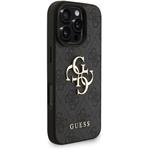 Guess PU 4G Metal Logo Strap kryt pre iPhone 16 Pro Max, čierny