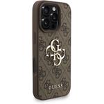 Guess PU 4G Metal Logo Strap kryt pre iPhone 16 Pro Max, hnedý