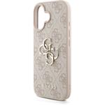 Guess PU 4G Metal Logo Strap kryt pre iPhone 16, ružový