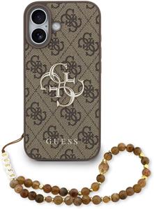 Guess PU 4G Metal Logo Strap kryt pre iPhone 17, hnedý