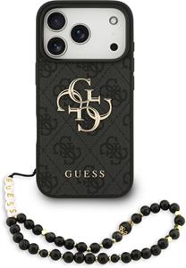 Guess PU 4G Metal Logo Strap kryt pre iPhone 17 Pro, čierny