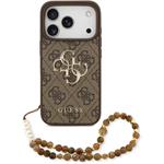 Guess PU 4G Metal Logo Strap kryt pre iPhone 17 Pro, hnedý