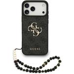 Guess PU 4G Metal Logo Strap kryt pre iPhone 17 Pro Max, čierny