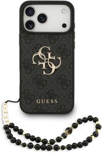 Guess PU 4G Metal Logo Strap kryt pre iPhone 17 Pro Max, čierny