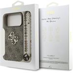 Guess PU 4G Metal Logo Strap kryt pre iPhone 17 Pro Max, hnedý