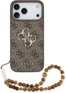 Guess PU 4G Metal Logo Strap kryt pre iPhone 17 Pro Max, hnedý