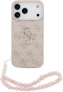 Guess PU 4G Metal Logo Strap kryt pre iPhone 17 Pro Max, ružový