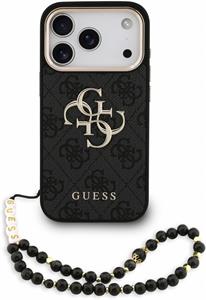 Guess PU 4G Metal Logo Strap kryt pre iPhone 18 Pro, čierny