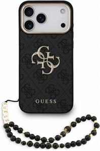 Guess PU 4G Metal Logo Strap kryt pre iPhone 18 Pro Max, čierny