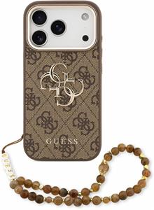 Guess PU 4G Metal Logo Strap kryt pre iPhone 18 Pro Max, hnedý