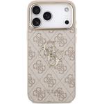 Guess PU 4G Metal Logo Strap kryt pre iPhone 18 Pro Max, ružový