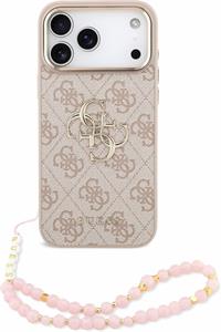 Guess PU 4G Metal Logo Strap kryt pre iPhone 18 Pro Max, ružový