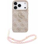Guess PU 4G Metal Logo Strap kryt pre iPhone 18 Pro, ružový