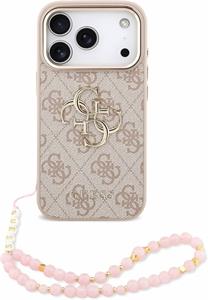 Guess PU 4G Metal Logo Strap kryt pre iPhone 18 Pro, ružový