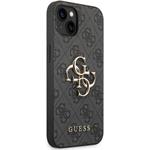 Guess PU 4G Metal Logo zadný kryt pre iPhone 14 Plus, sivý