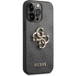 Guess PU 4G Metal Logo zadný kryt pre iPhone 14 Pro Max, sivý