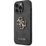 Guess PU 4G Metal Logo zadný kryt pre iPhone 14 Pro Max, sivý