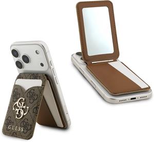 Guess PU 4G Mirror MagSafe Cardslot peňaženka so stojanom, hnedá