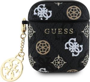 Guess PU 4G Peony Charm puzdro pre AirPods 1/2, čierne