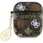 Guess PU 4G Peony Charm puzdro pre AirPods 1/2, hnedé