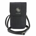 Guess PU 4G Peony Stripe Metal Logo, taška na telefón, čierna