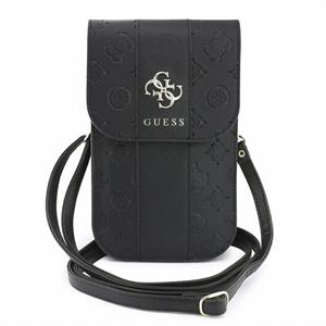 Guess PU 4G Peony Stripe Metal Logo, taška na telefón, čierna
