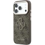 Guess PU 4G Resin Metal Logo kryt pre iPhone 18 Pro, hnedý