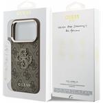 Guess PU 4G Resin Metal Logo kryt pre iPhone 18 Pro, hnedý