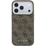 Guess PU 4G Resin Metal Logo kryt pre iPhone 18 Pro Max, hnedý