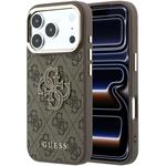 Guess PU 4G Resin Metal Logo kryt pre iPhone 18 Pro Max, hnedý