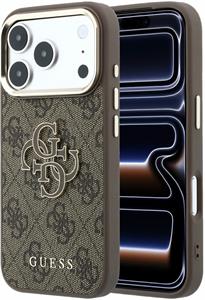 Guess PU 4G Resin Metal Logo kryt pre iPhone 18 Pro Max, hnedý