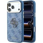 Guess PU 4G Resin Metal Logo kryt pre iPhone 18 Pro Max, modrý