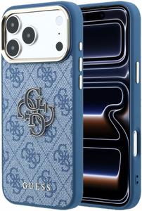 Guess PU 4G Resin Metal Logo kryt pre iPhone 18 Pro Max, modrý