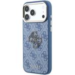 Guess PU 4G Resin Metal Logo kryt pre iPhone 18 Pro, modrý