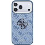 Guess PU 4G Resin Metal Logo kryt pre iPhone 18 Pro, modrý
