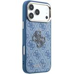 Guess PU 4G Resin Metal Logo kryt pre iPhone 18 Pro, modrý