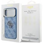 Guess PU 4G Resin Metal Logo kryt pre iPhone 18 Pro, modrý