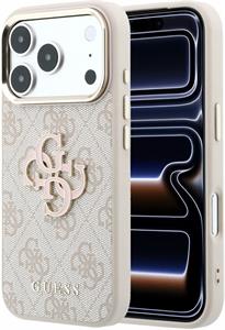 Guess PU 4G Resin Metal Logo kryt pre iPhone 18 Pro, ružový