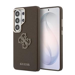 Guess PU 4G Resin Metal Logo Zadní Kryt pro Samsung Galaxy S26 Ultra Brown