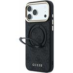 Guess PU 4G Ring Stand MagSafe kryt pre iPhone 18 Pro, čierny