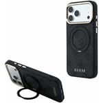 Guess PU 4G Ring Stand MagSafe kryt pre iPhone 18 Pro, čierny