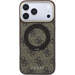 Guess PU 4G Ring Stand MagSafe kryt pre iPhone 18 Pro, hnedý