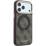 Guess PU 4G Ring Stand MagSafe kryt pre iPhone 18 Pro, hnedý