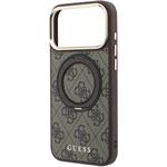 Guess PU 4G Ring Stand MagSafe kryt pre iPhone 18 Pro, hnedý