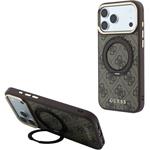 Guess PU 4G Ring Stand MagSafe kryt pre iPhone 18 Pro, hnedý