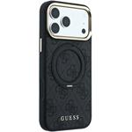 Guess PU 4G Ring Stand MagSafe kryt pre iPhone 18 Pro Max, čierny