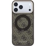 Guess PU 4G Ring Stand MagSafe kryt pre iPhone 18 Pro Max, hnedý