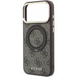 Guess PU 4G Ring Stand MagSafe kryt pre iPhone 18 Pro Max, hnedý